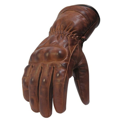 Torc Donner Antique Brown Buffalo Leather Full Length Motorcycle Gloves