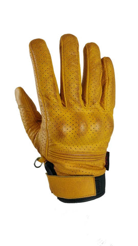 Torc Fairfax Gold Goat Leather Mid Length Retro Street Motorcycle Gloves