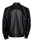 Black cafe racer leather electric bike electric motorcyle jacket with armor at www.custom-ebike.com