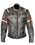 Retro leather moto jacket with armor Black leather electric bike electric motorcyle jacket with armor at www.custom-ebike.com