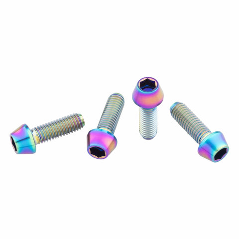 thumbnail image 2 of Oil Slick Titanium Water Bottle Cage Bolts - Low Profile M5x12mm (4-Pack) For Bikes 2 of 11