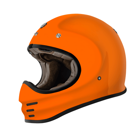 Gloss Orange Retro Moto Helmet Full Face