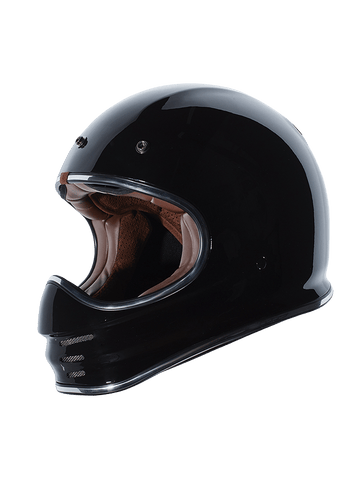 Gloss Black  Retro Moto Helmet Full Face